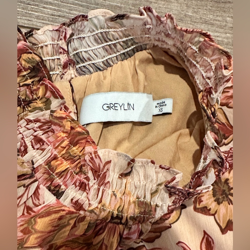 Anthropologie Greylin Floral Ruffle Smocked Waist Dress XS - Picture 3 of 10